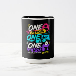 Eén persoon, één ID, één stem Tweekleurige Koffiemok