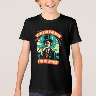 Een persoon met een hoge hoed en een glazen T-S Tri-Blend Shirt
