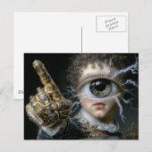 Een persoon met één oog die met een vinger wijst briefkaart (Voorkant / Achterkant)