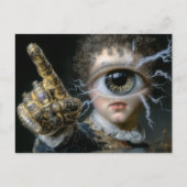 Een persoon met één oog die met een vinger wijst briefkaart (Voorkant)