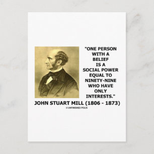 Een persoon met een overtuiging sociale macht cita briefkaart