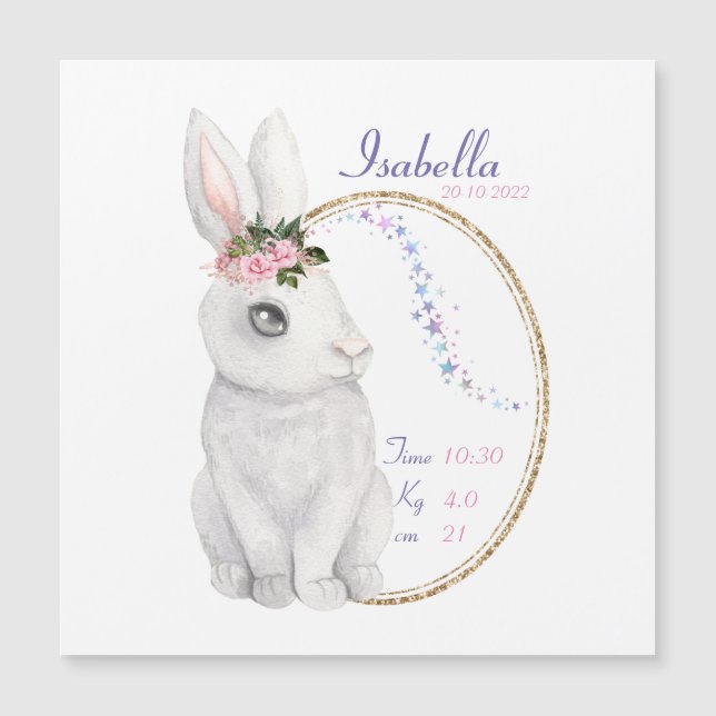 Een persoonlijke magnetische kaart voor geboorteaa (Voorkant)