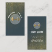 Een persoonlijke trainer-gouddumbbels op glitter visitekaartje (Voorkant / Achterkant)