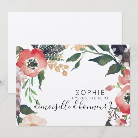 een persoonlijke uitnodiging voor bruidsmeisje (Voorkant / Achterkant)