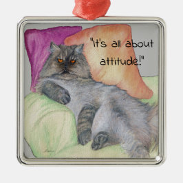 Een Perzisch Kat met houding Metalen Ornament