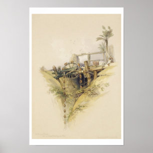 Een Perzisch waterwiel dat wordt gebruikt om water Poster