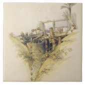 Een Perzisch waterwiel dat wordt gebruikt om water Tegeltje (Voorkant)