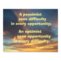 EEN PESSIMIST ZIET MOEILIJK CHURCHILLEN POSTER