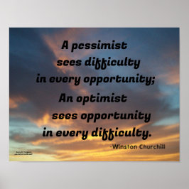 EEN PESSIMIST ZIET MOEILIJKHEDEN IN CHURCHILL POSTER