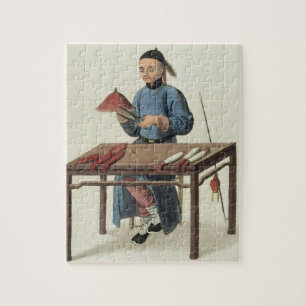 Een Pet maker, bord 51 uit 'The Costume of China', Legpuzzel
