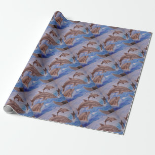 Een peul speelse dolfijnen cadeaupapier
