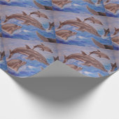 Een peul speelse dolfijnen cadeaupapier (Hoek)