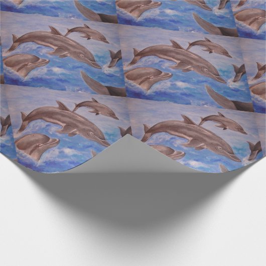 Een peul speelse dolfijnen cadeaupapier (Hoek)