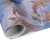 Een peul speelse dolfijnen cadeaupapier (Rol Hoek)