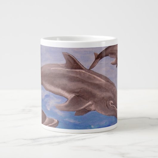 Een peul speelse dolfijnen grote koffiekop (Voorkant)