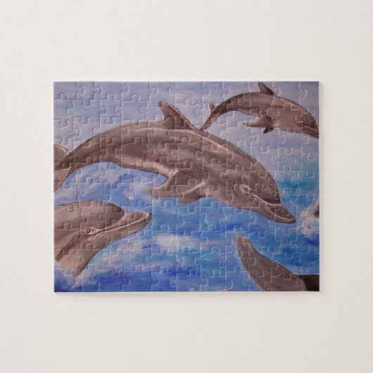 Een peul speelse dolfijnen legpuzzel (Horizontaal)