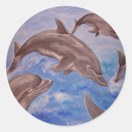 Een peul speelse dolfijnen ronde sticker