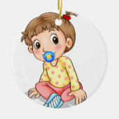 Een peuter met een pacifier keramisch ornament (Voorkant)