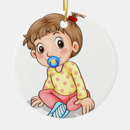 Een peuter met een pacifier keramisch ornament (Voorkant)