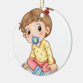 Een peuter met een pacifier keramisch ornament (Links)
