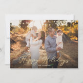  Eén Photo Rustic Gold Script Happy Holiday-kaart Feestdagenkaart (Voorkant)