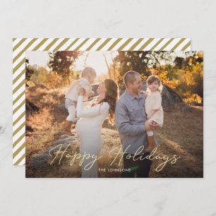 Eén Photo Rustic Gold Script Happy Holiday-kaart Feestdagenkaart