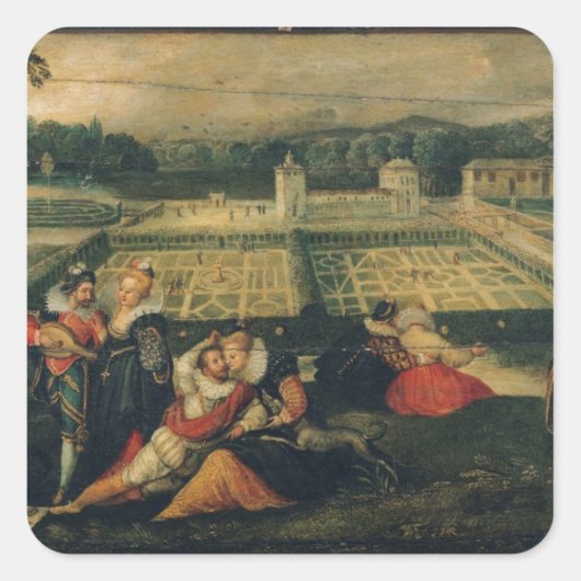 Een picknick in een Park Vierkante Sticker (Voorkant)