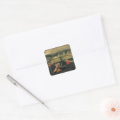 Een picknick in een Park Vierkante Sticker (Envelop)