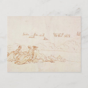 Een picknick: Twee dames en heren (bruine was met Briefkaart