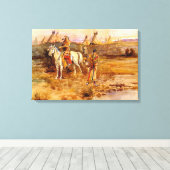 Een Piegan Flirt door Charles M. Russell Canvas Afdruk (Insitu (Houten vloer))