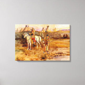 Een Piegan Flirt door Charles M. Russell Canvas Afdruk