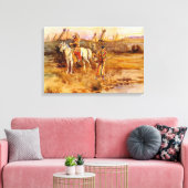 Een Piegan Flirt door Charles M. Russell Canvas Afdruk (Insitu (Woonkamer))
