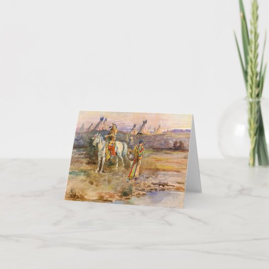 Een Piegan Flirtation van Charles Marion Russell Bedankkaart (Voorkant)