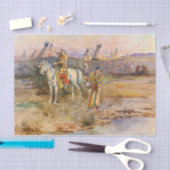 Een Piegan Flirtation van Charles Marion Russell Tissuepapier (Craft)