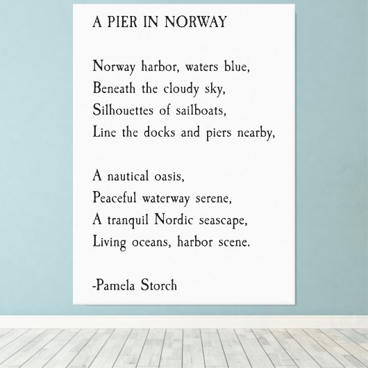 Een Pier in Noorwegen gedicht van Pamela Storch Canvas Afdruk (Insitu (Houten vloer))