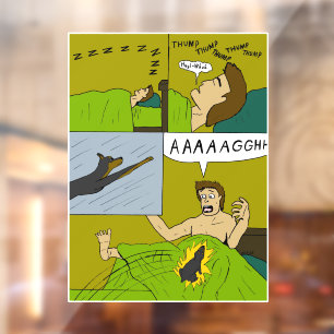 Een pijnlijke wakker raamsticker