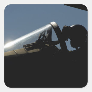 Een piloot bereidt de start voor vierkante sticker