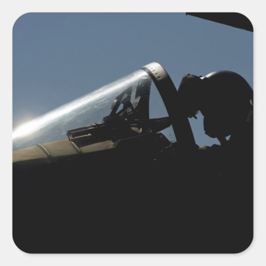 Een piloot bereidt de start voor vierkante sticker (Voorkant)