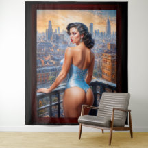 Een Pin Up Girl Uitzicht bij Dusk AI Art van Xzend