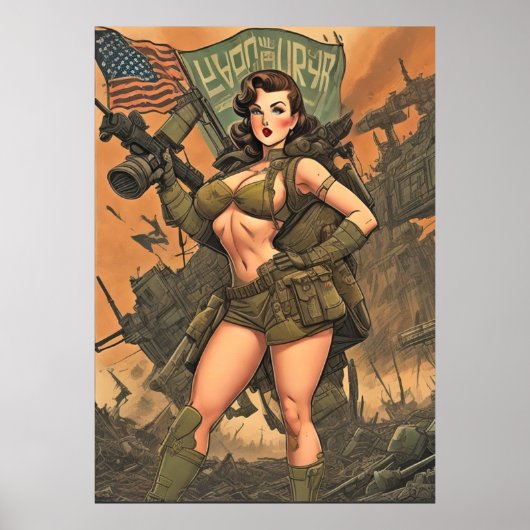 Een pin-up heldin in een post-apocalyptische werel poster (Voorkant)