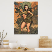 Een pin-up heldin in een post-apocalyptische werel poster (Keuken)