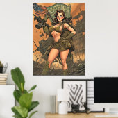 Een pin-up heldin in een post-apocalyptische werel poster (Thuiskantoor)