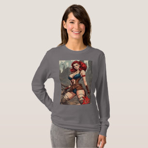 Een pin-up heldin in een post-apocalyptische werel t-shirt