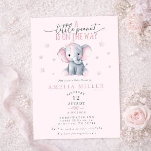 Een pinda onderweg Olifant Roze Baby Shower Kaart