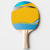 Een pingpongpeddel met een geel en blauw ontwerp tafeltennisbatje (Achterkant)
