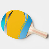 Een pingpongpeddel met een geel en blauw ontwerp tafeltennisbatje (Zijkant)