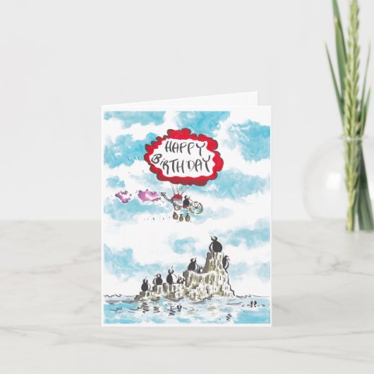 Een pinguïn aangedreven verjaardag Kaart (Voorkant)