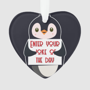 Een pinguïn die een bord met aangepaste tekst vast ornament