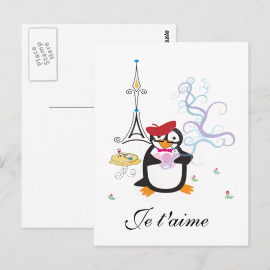 Een pinguïn in het Briefkaart (Voorkant / Achterkant)