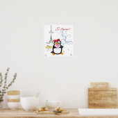 Een pinguin in Parijs afdrukken Poster (Keuken)